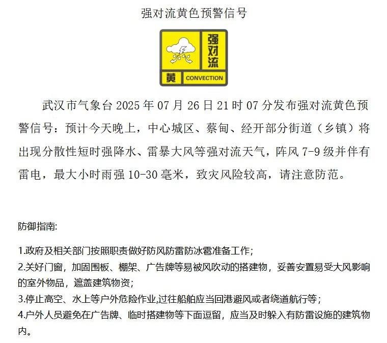 强对流黄色预警：短时强降水、雷暴大风来袭